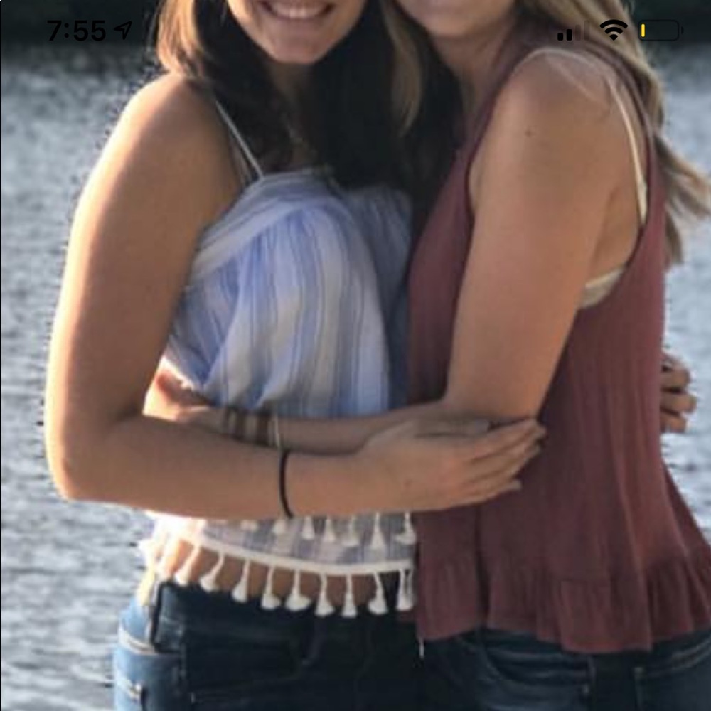 Striped top with tassels